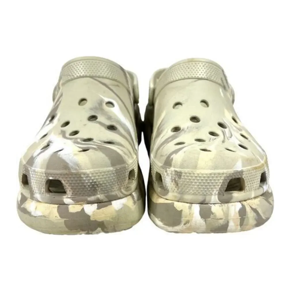 Crocs Classic Crush Platform Clogs Womens 11 / Mens 9 Marbled Bone Comfort Shoes